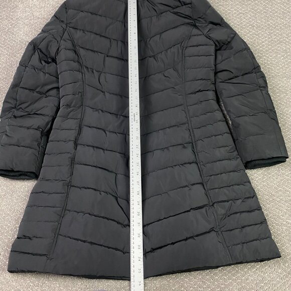 Tommy Hilfiger Hooded Long Puffer Coat Jacket Parka Women's Medium Black Quilted - Picture 14 of 15